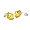 925 Sterling Silver & Baltic Amber Round Studs Earrings - M641