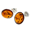 925 Sterling Silver & Baltic Amber Large Oval Classic Studs Earrings - M645