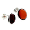 925 Sterling Silver & Baltic Amber Large Oval Classic Studs Earrings - M645