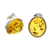 925 Sterling Silver & Baltic Amber Large Oval Classic Studs Earrings - M645