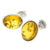 925 Sterling Silver & Baltic Amber Large Oval Classic Studs Earrings - M645