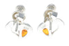 925 Sterling Silver & Baltic Amber Drop Hearts Earrings - GL154