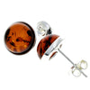 925 Sterling Silver & Baltic Amber Round Studs Earrings - M641