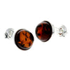 925 Sterling Silver & Baltic Amber Round Studs Earrings - M641