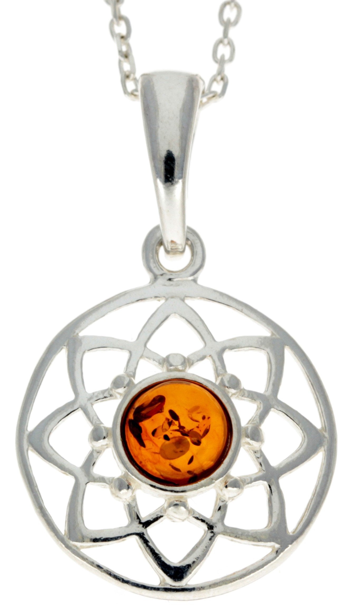 925 Sterling Silver & Baltic Amber Celtic Pendant - GL376