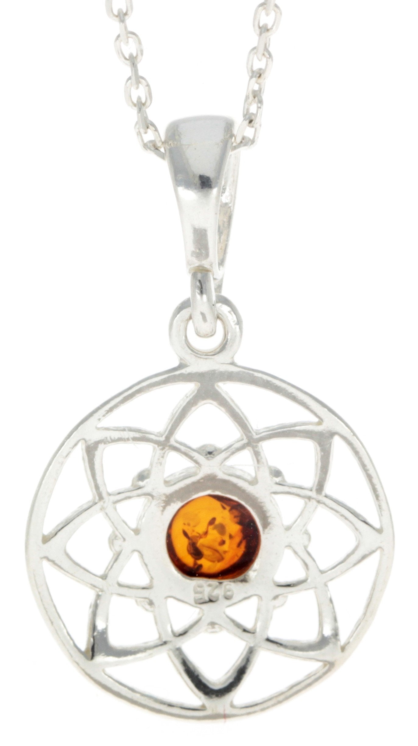 925 Sterling Silver & Baltic Amber Celtic Pendant - GL376