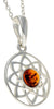 925 Sterling Silver & Baltic Amber Celtic Pendant - GL376