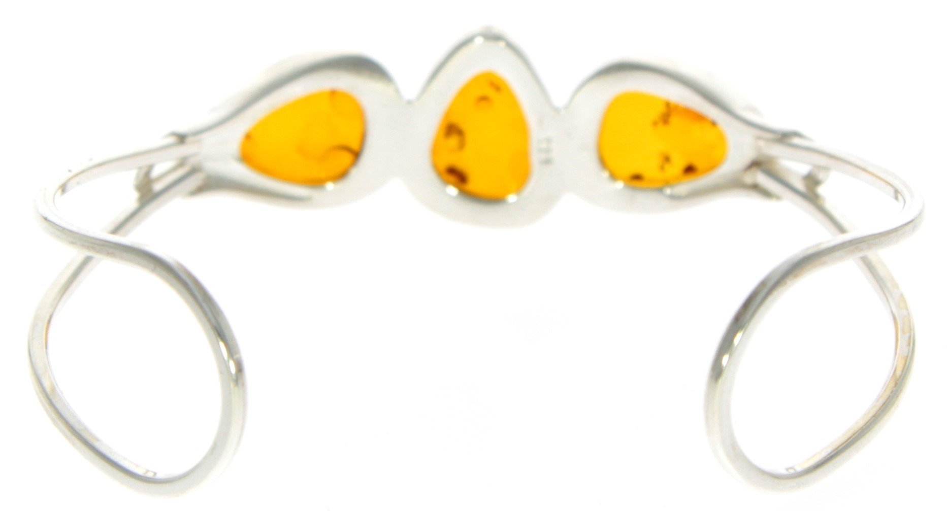 Beautiful Designer Silver Bangle with 3 Baltic Amber Cabochons - GL526