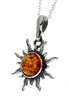 925 Sterling Silver Sun Pendant with Baltic Amber - 1764