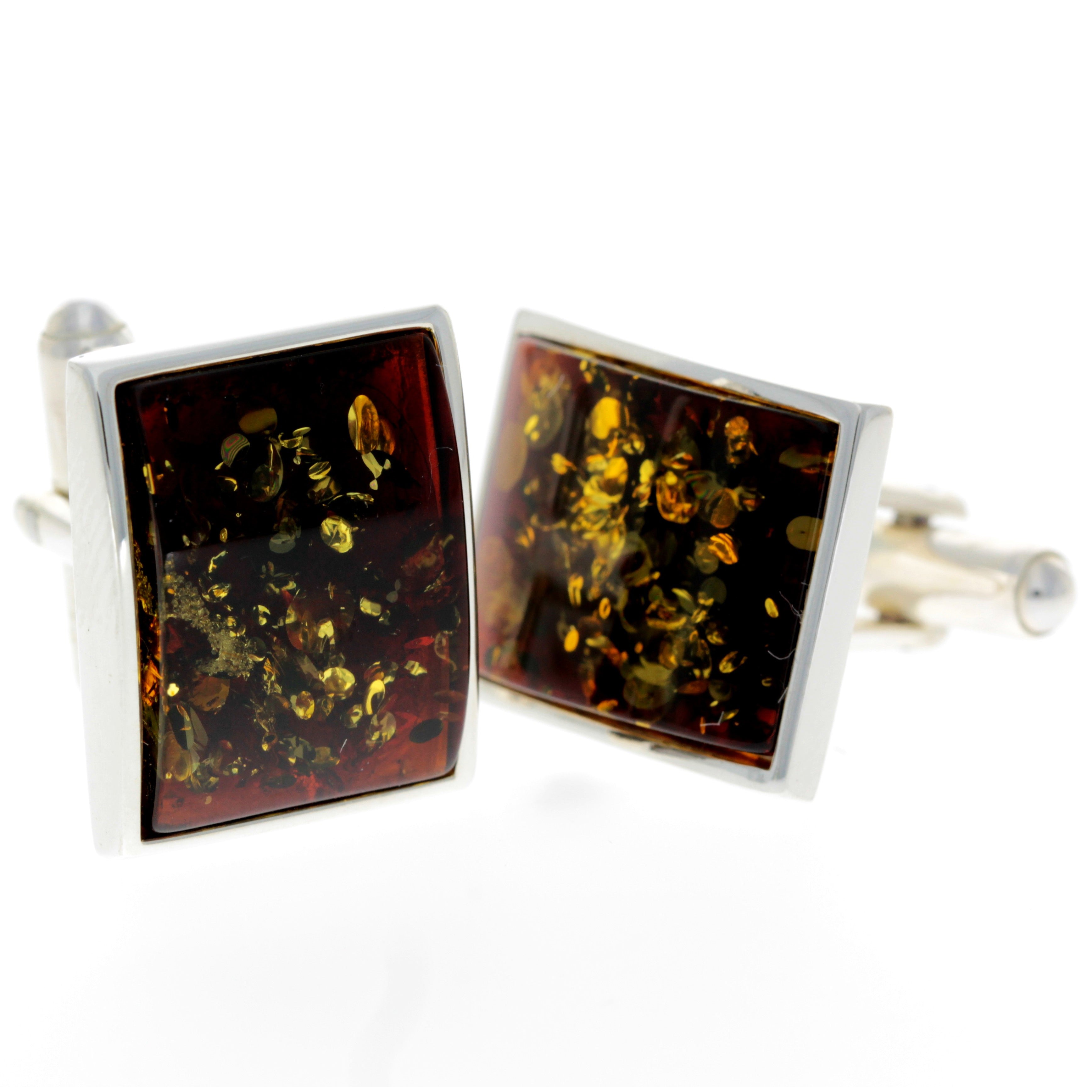 925 Sterling Silver & Baltic Amber Classic Cufflinks - AAC004