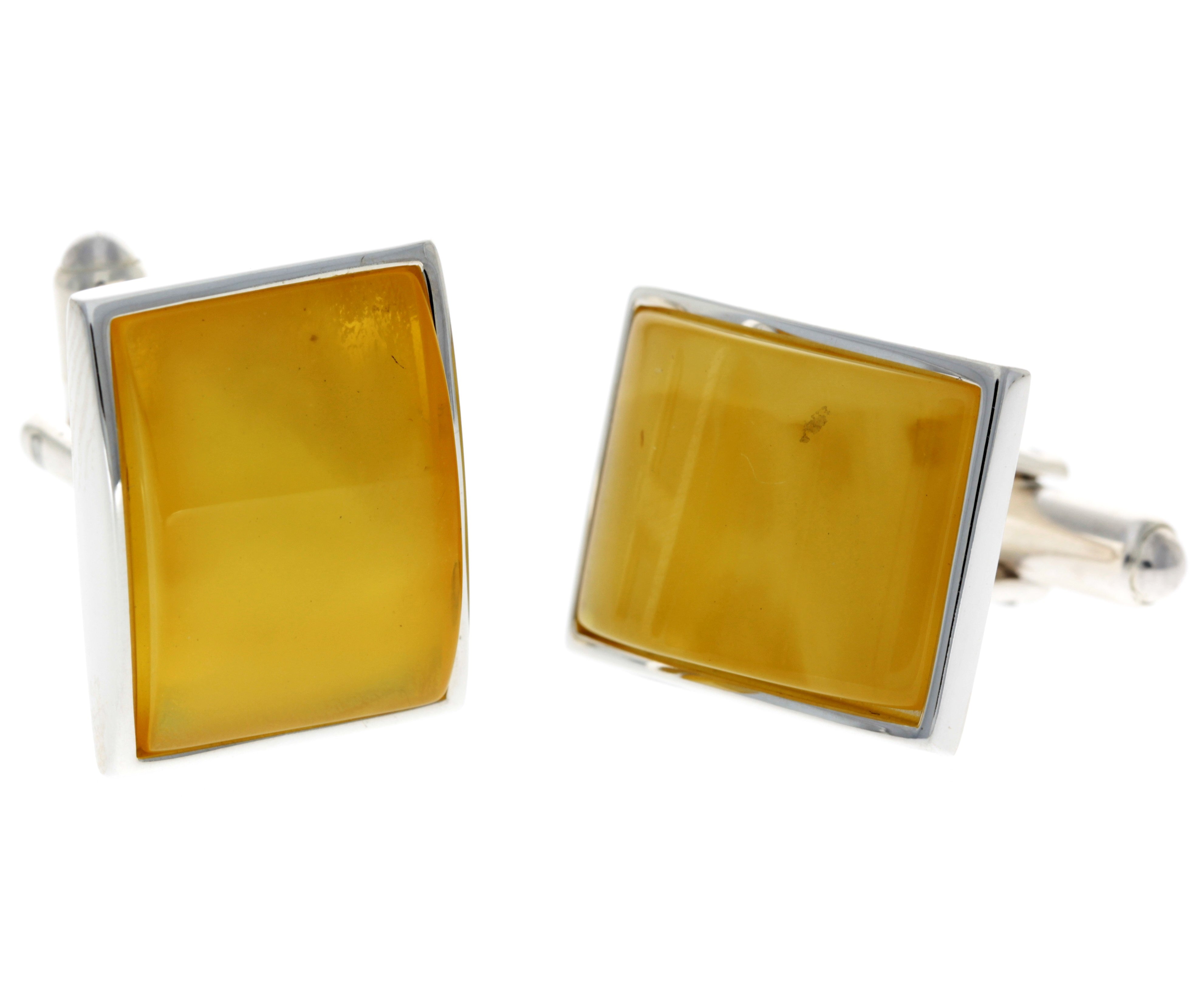 925 Sterling Silver & Baltic Amber Classic Cufflinks - AAC004