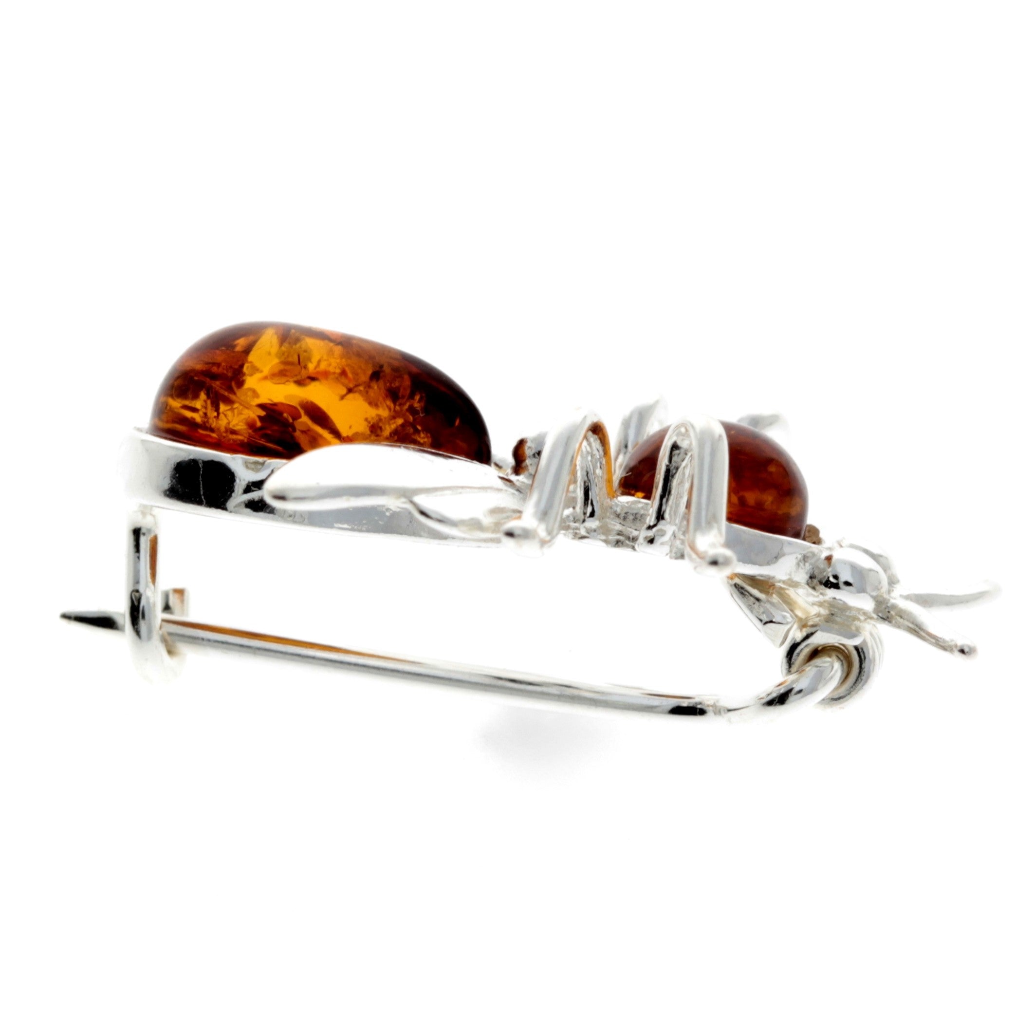 925 Sterling Silver & Baltic Amber Fly Brooch - M801