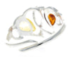 925 Sterling Silver & Baltic Amber Heart Adjustable Ring - GL713A