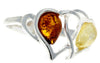 925 Sterling Silver & Baltic Amber Heart Adjustable Ring - GL713A