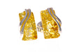 925 Sterling Silver & Baltic Amber Modern Studs Earrings - GL005