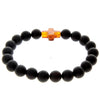 Genuine Baltic Amber Elastic Bracelet for Men with Amber Cross - MB010