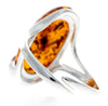 925 Sterling Silver & Genuine Baltic Amber Adjustable Ring GL423A