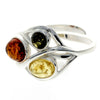 925 Sterling Silver & Baltic Amber Modern Adjustable Ring - GL481