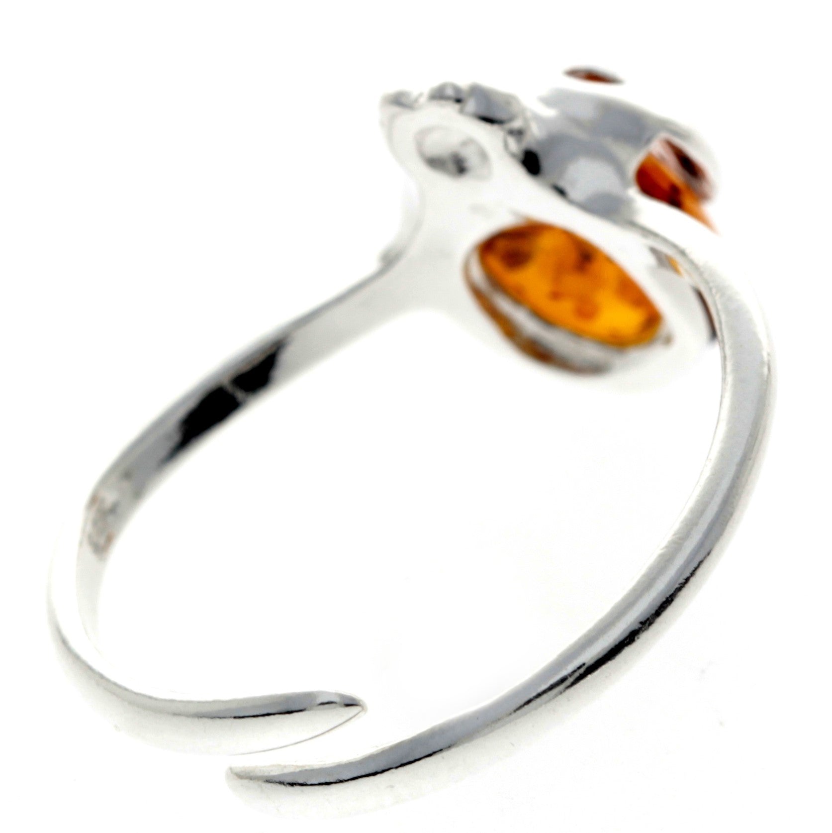 925 Sterling Silver & Baltic Amber Ladybird Adjustable Ring - GL491A