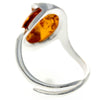 925 Sterling Silver & Baltic Amber Modern Adjustable Ring - GL477