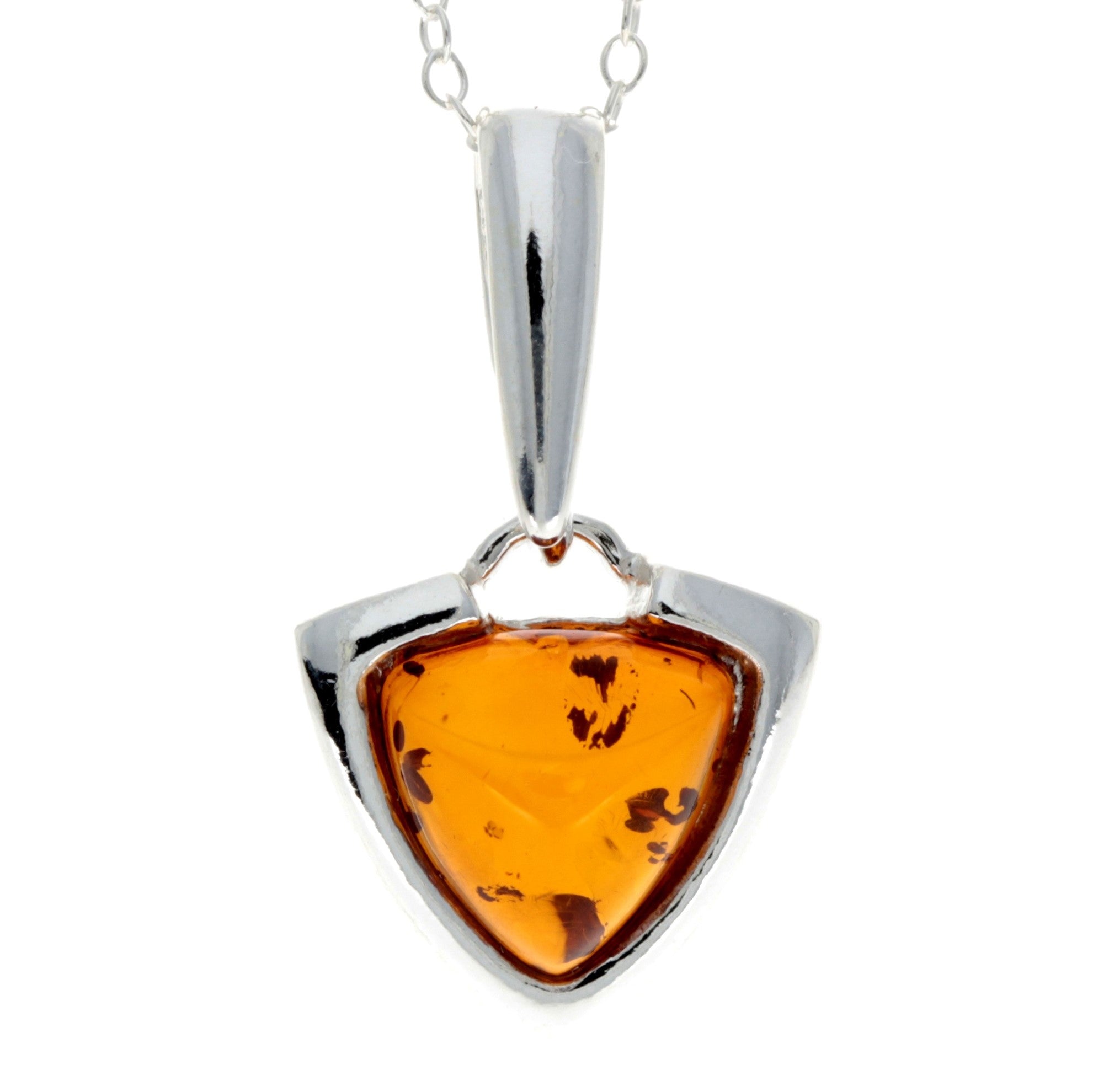 925 Sterling Silver & Baltic Amber Triangle Modern Pendant - GL2001