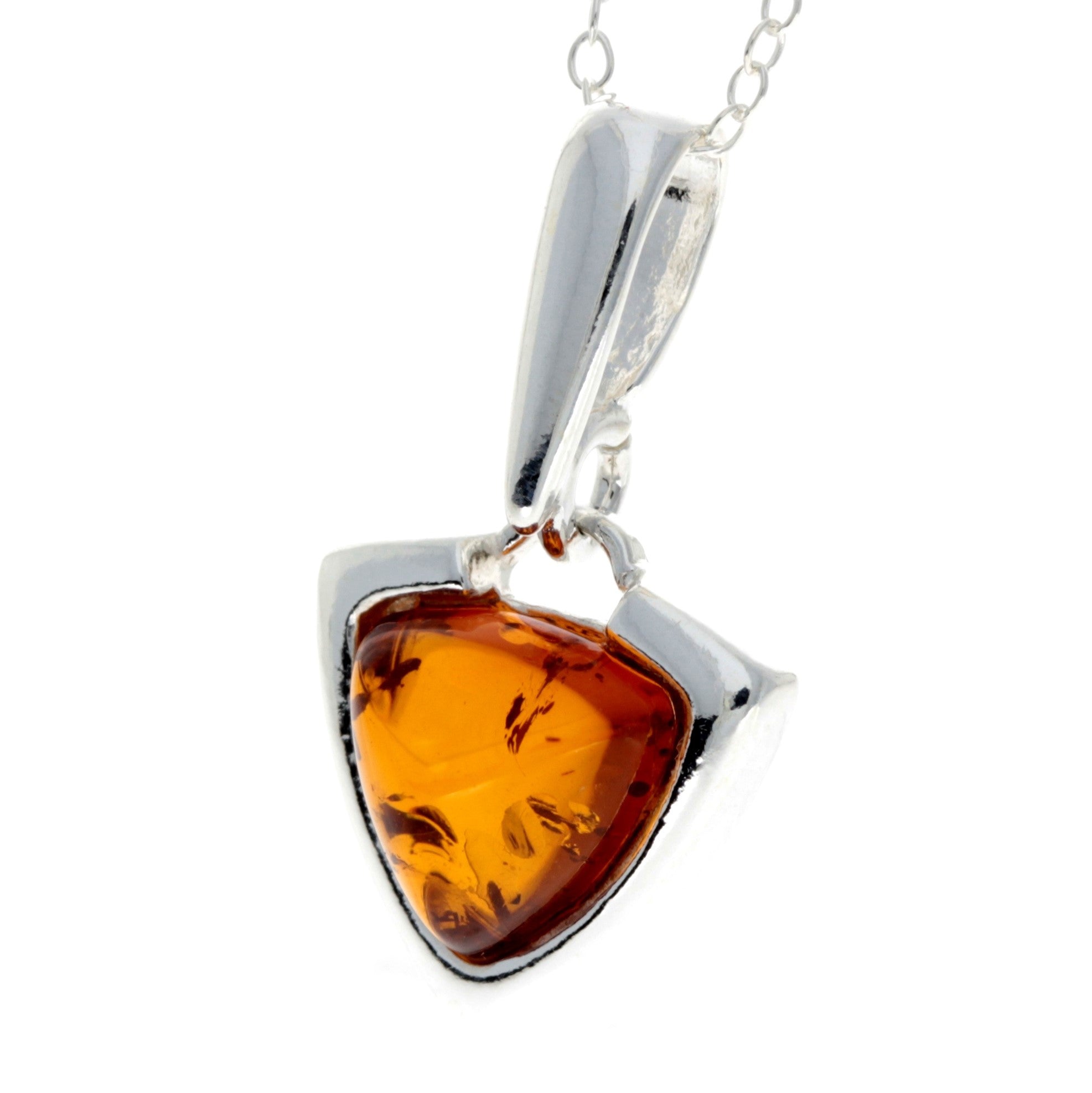 925 Sterling Silver & Baltic Amber Triangle Modern Pendant - GL2001