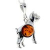 925 Sterling Silver & Baltic Amber Terrier Dog Pendant - M2006