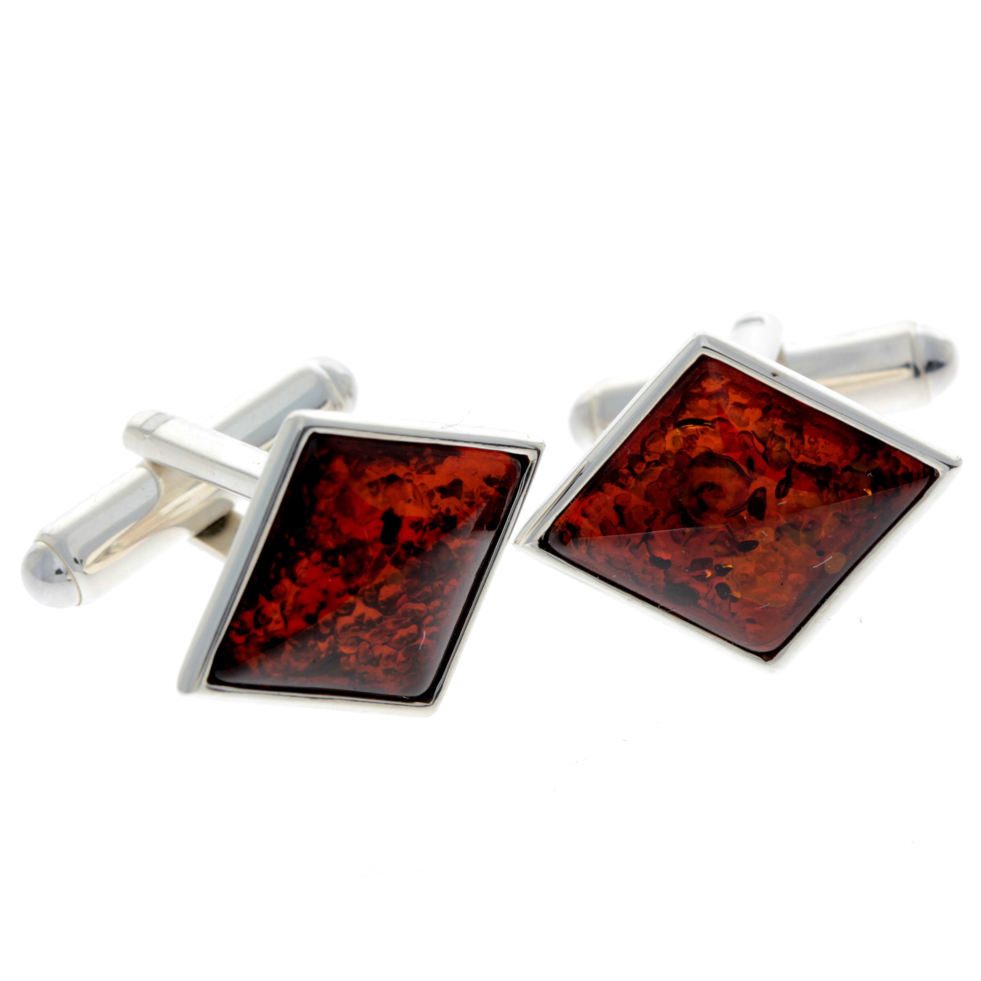 925 Sterling Silver & Baltic Amber Classic Cufflinks - AAC007