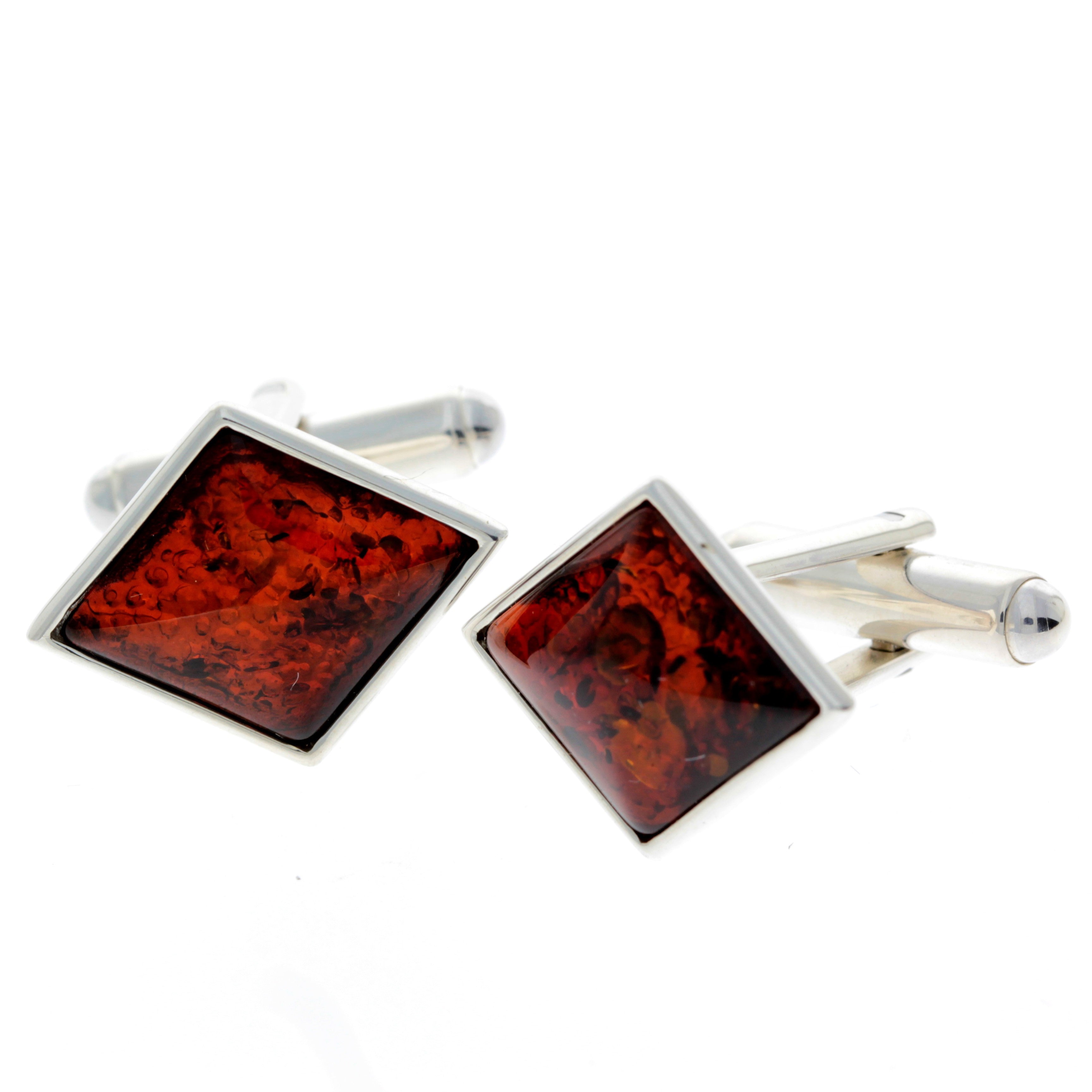 925 Sterling Silver & Baltic Amber Classic Cufflinks - AAC007