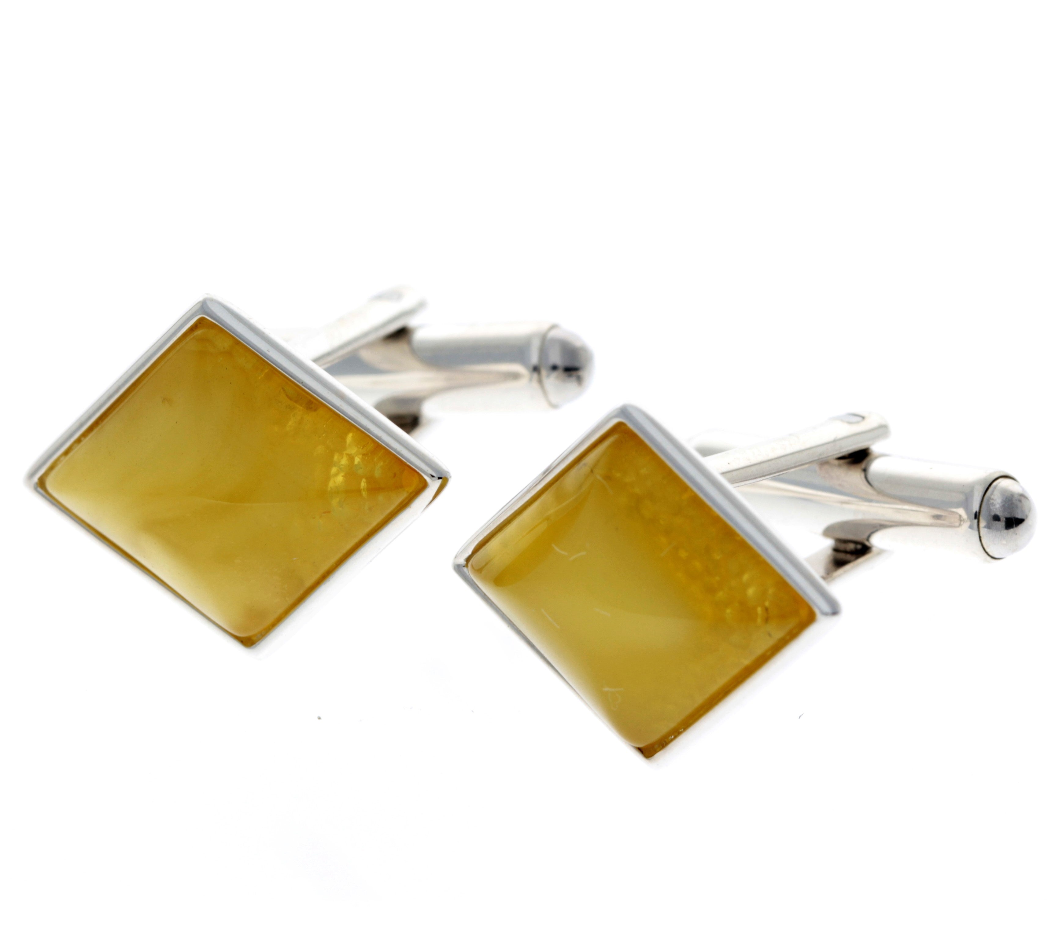 925 Sterling Silver & Baltic Amber Classic Cufflinks - AAC007