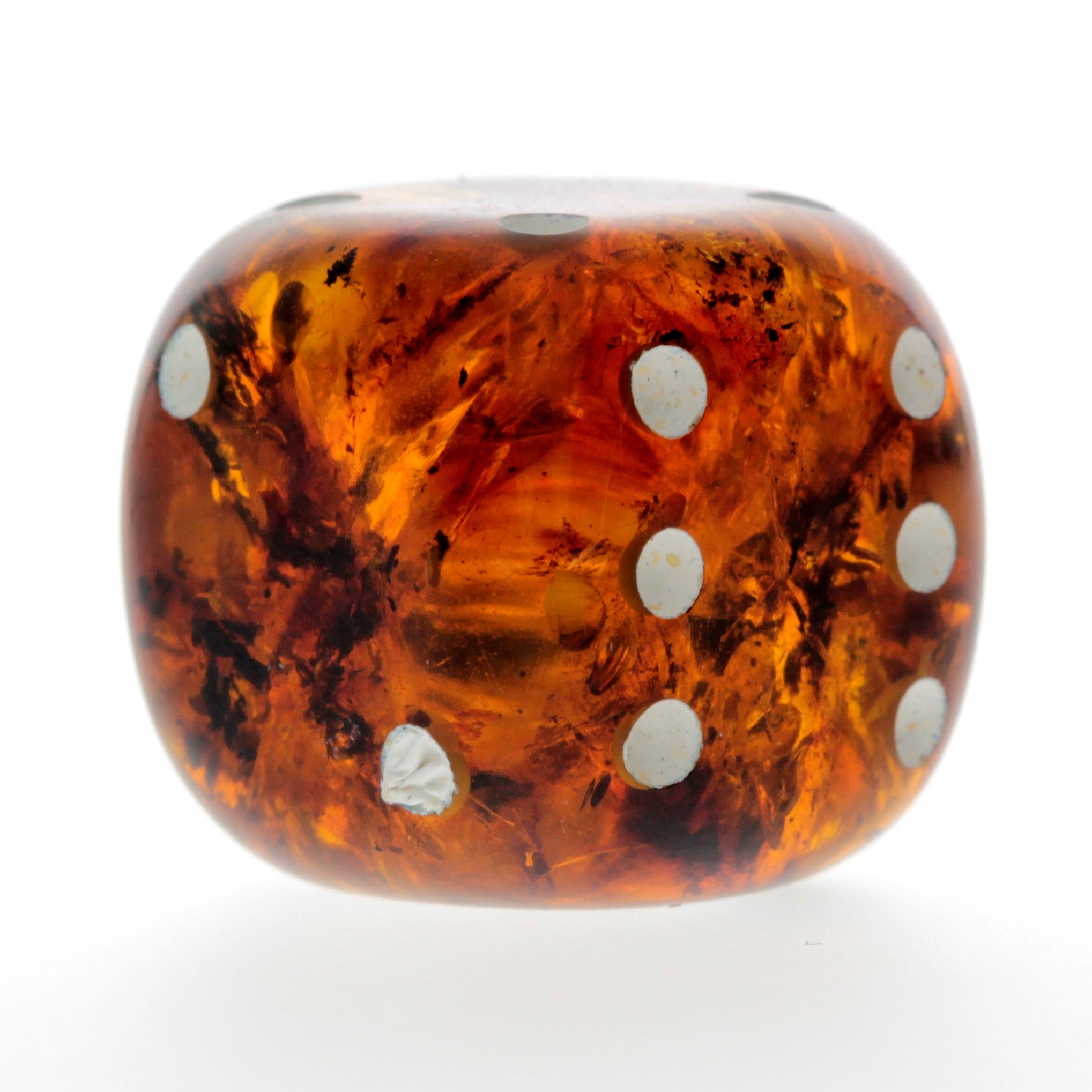 Genuine Baltic Amber Handmade Carving - Cube Dice with rounded corners - Ideal Men Gift