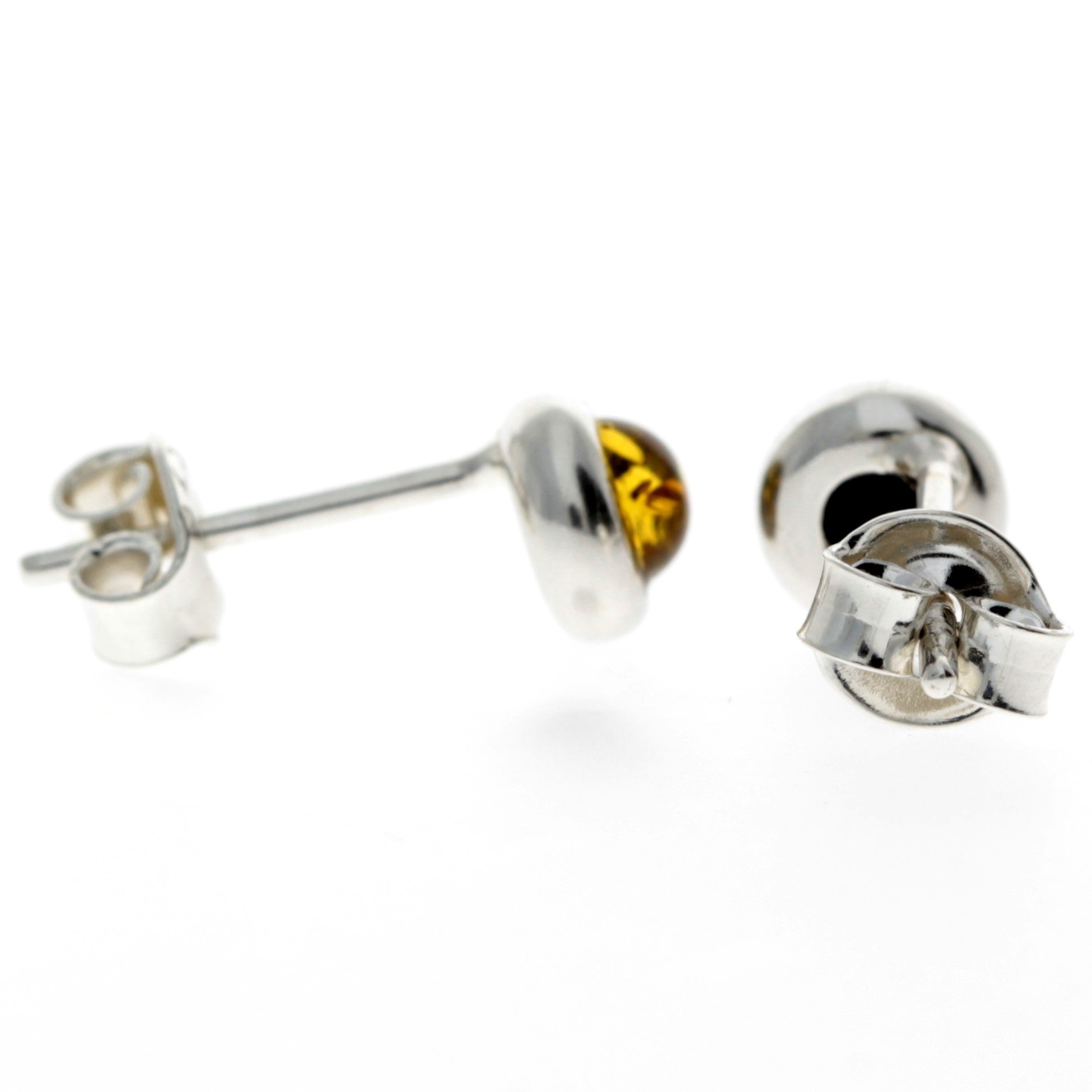 925 Sterling Silver & Baltic Amber Studs Earrings - K088