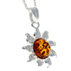 925 Sterling Silver & Baltic Amber Sun / Star Pendant - GL392