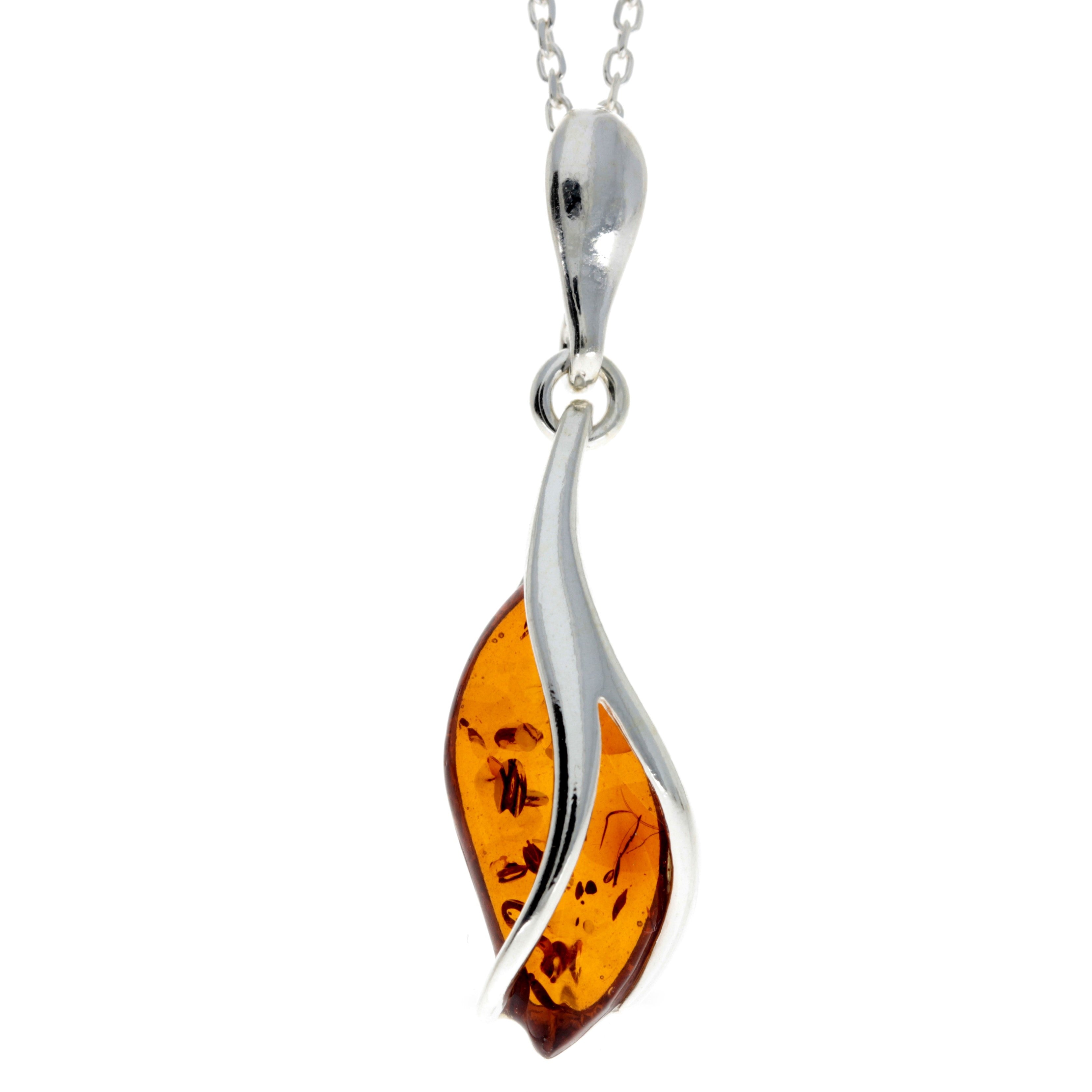 925 Sterling Silver & Baltic Amber Modern Pendant - GL395