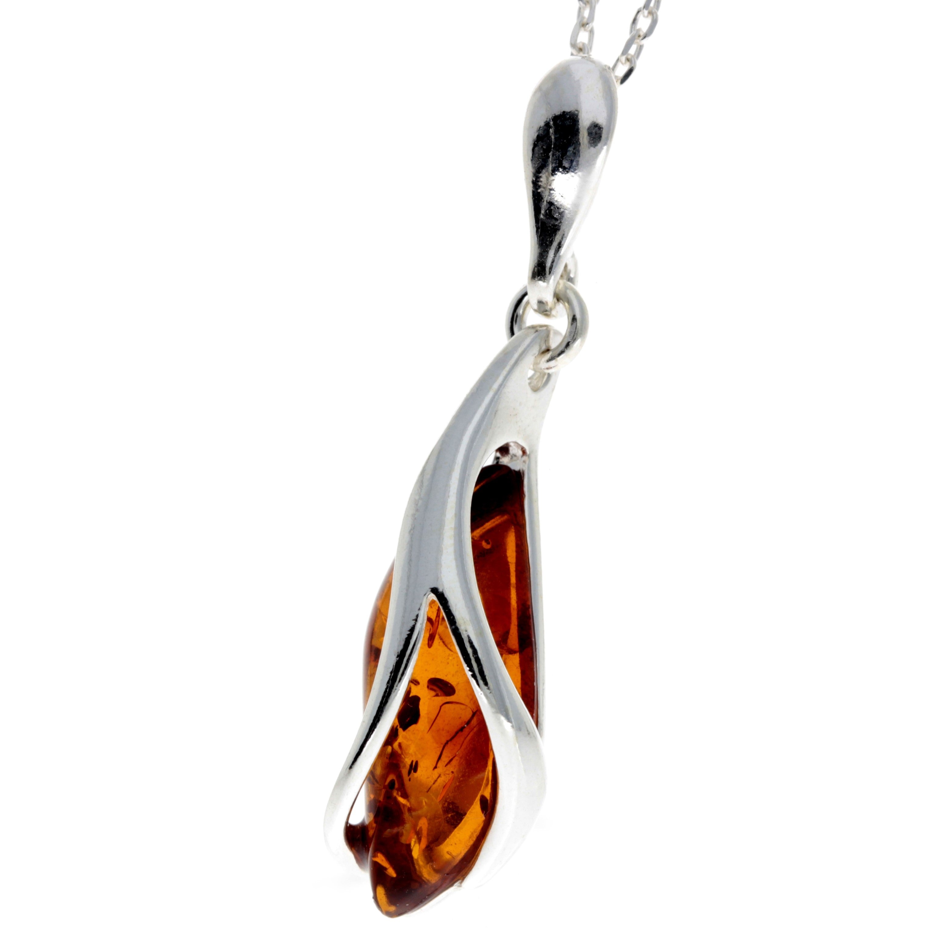 925 Sterling Silver & Baltic Amber Modern Pendant - GL395