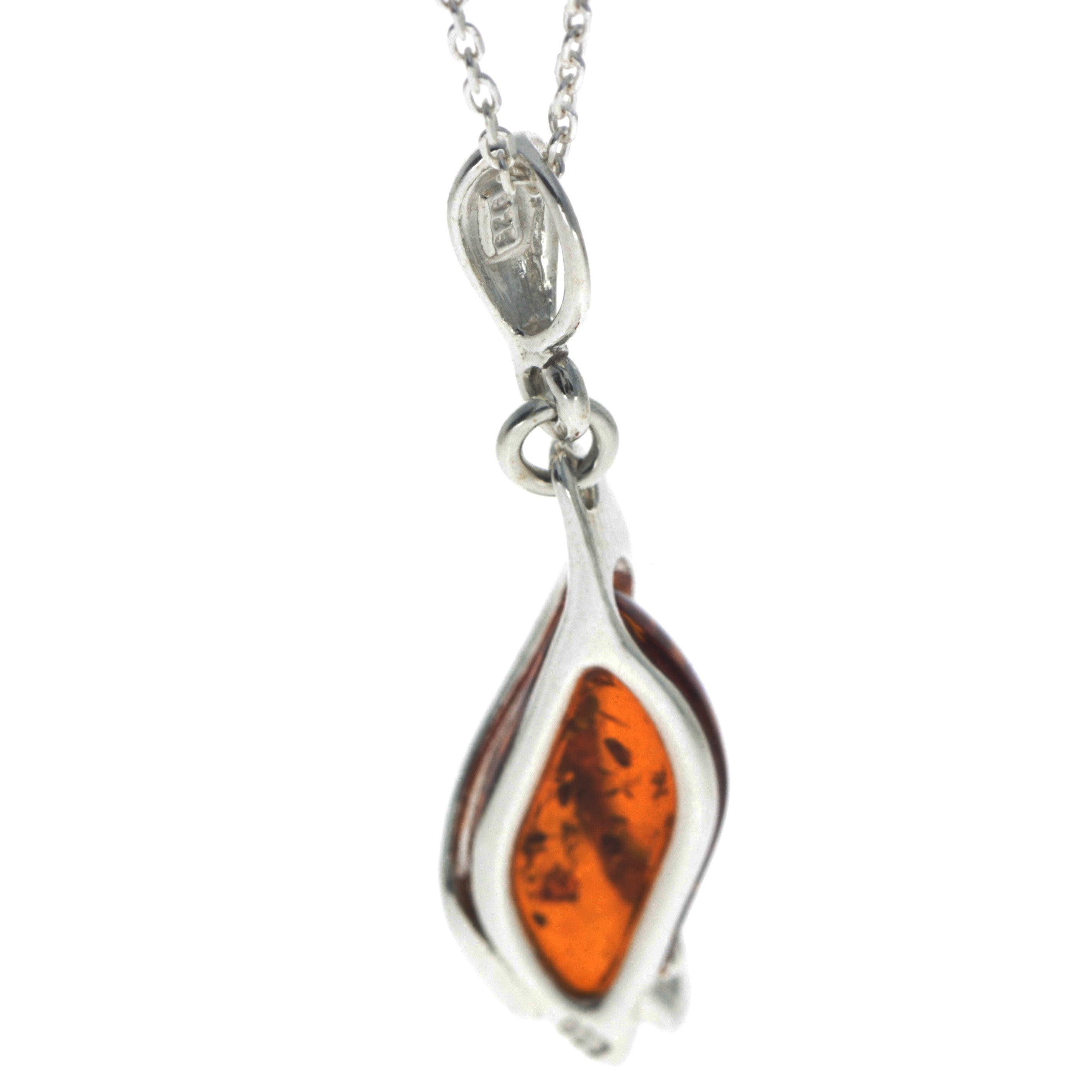 925 Sterling Silver & Baltic Amber Modern Pendant - GL395