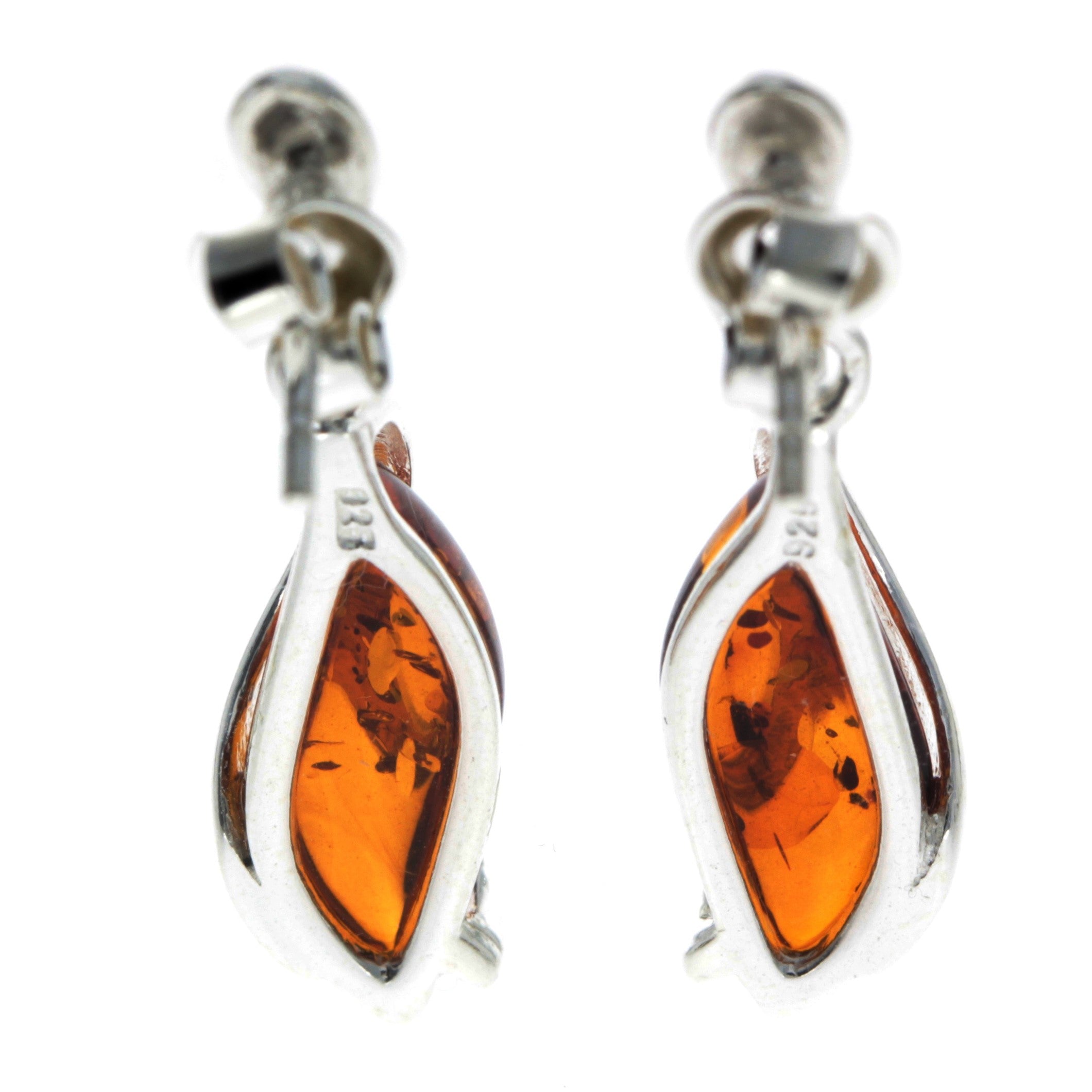 925 Sterling Silver & Baltic Amber Modern Earrings - GL131