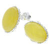 925 Sterling Silver & Genuine Baltic Amber Classic Oval Studs Earrings - M650