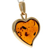 925 Sterling Silver Gold Plated & Baltic Amber Heart Engraved Pendant - AF204