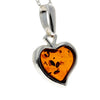 925 Sterling Silver & Baltic Amber Classic Heart Engraved Heart Pendant - AC203