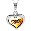 925 Sterling Silver & Baltic Amber Classic Heart Engraved Heart Pendant - AC203