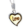 925 Sterling Silver & Baltic Amber Classic Heart Engraved Heart Pendant - AC203