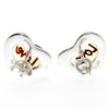 925 Sterling Silver & Baltic Amber Classic Heart Engraved Heart Studs Earrings - AC004