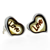 925 Sterling Silver & Baltic Amber Classic Heart Engraved Heart Studs Earrings - AC004