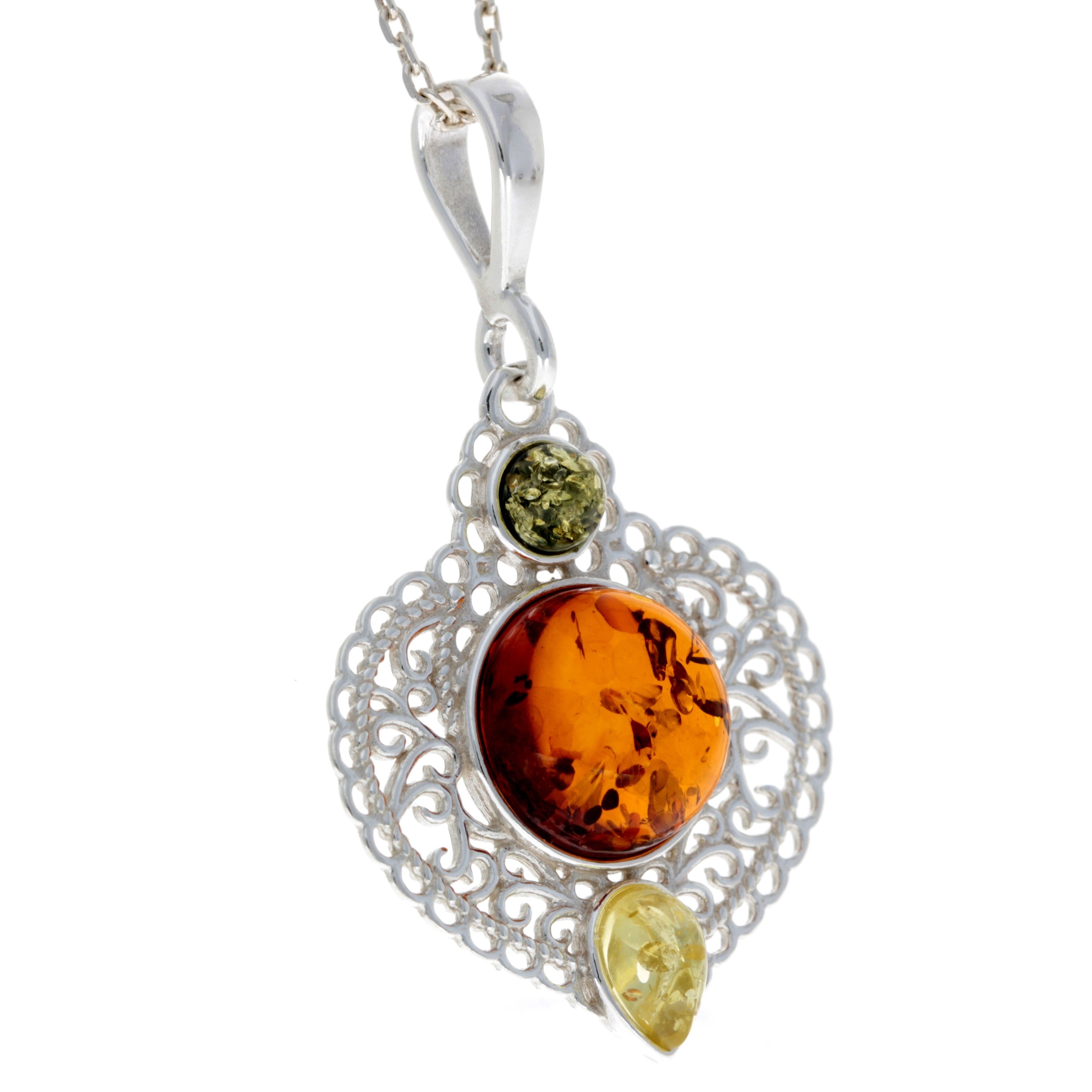 925 Sterling Silver & Baltic Amber Modern Pendant - M382