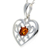 925 Sterling Silver & Baltic Amber Modern Heart Pendant - GL2006