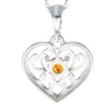 925 Sterling Silver & Baltic Amber Modern Heart Pendant - GL2006