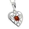 925 Sterling Silver & Baltic Amber Modern Heart Pendant - GL2006