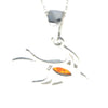 925 Sterling Silver & Baltic Amber Flying High Swallow Bird - GL396