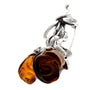 925 Sterling Silver & Baltic Amber 2 Roses Brooch - BR2